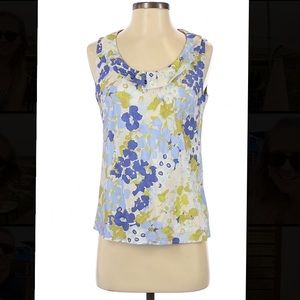 Banana Republic Silk Floral Blouse - Blue, Green